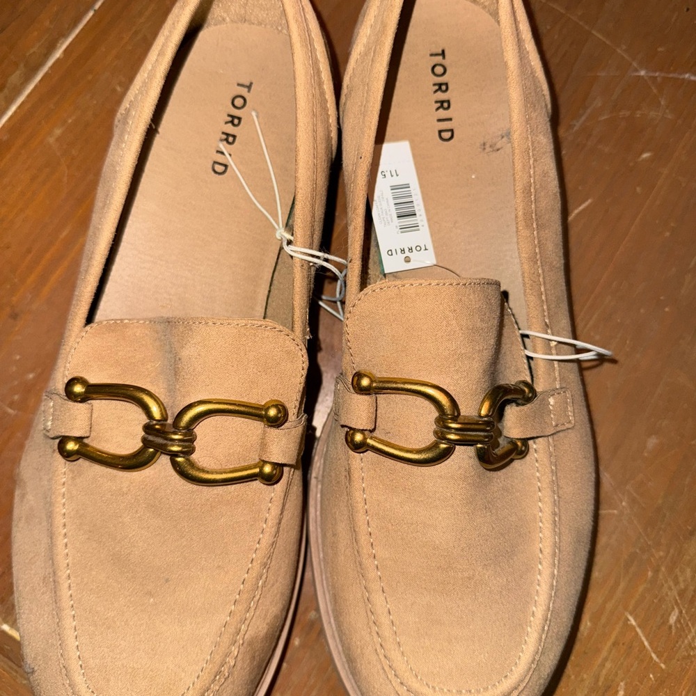 Torrid Beige Loafers with Brass Detail